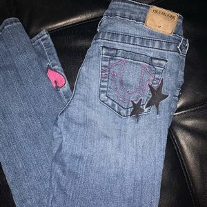 Girls True Religion graffiti jeans